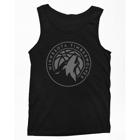 NEW Minnesota Timberwolves Tonal Monochrome Logo Tank Top BLACKOUT - Picture 1 of 2